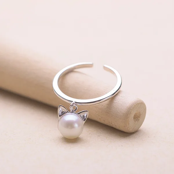 

Daisies 925 Sterling Silver Imitation Pearl Cat Rings for Women Statement Wedding Rings Adjustable Ring Sterling-silver-jewelry