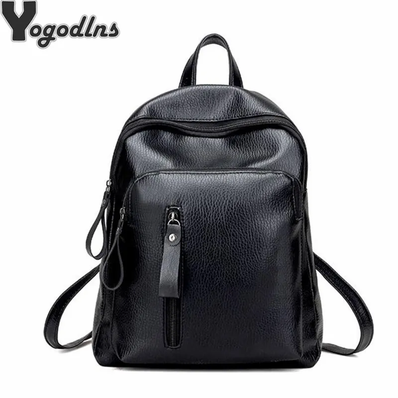

Women Travel bag Fashion Black Backpack School Shoulder Bags For Teenager Girls Soft PU Leather Knapsack Casual Rucksack