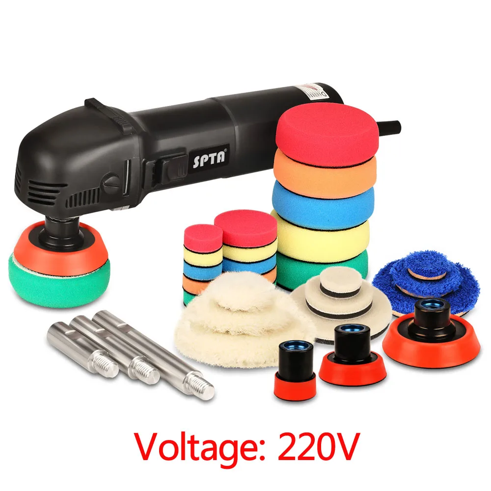 220V Polisher Kit SPTA 3 дюйма 780 Вт мини машина для полировки автомобиля Ro Roary полировщик буфера Полировка колодки авто 27 шт. полировальные колодки удлинитель вала - Цвет: 220V Polisher Kit