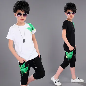 

3-13T Children's Clothing Summer Boy Clothing Set Fashion 100% Cotton Short Sleeve Printed CasuAL Two Pieces Suits 2018 New