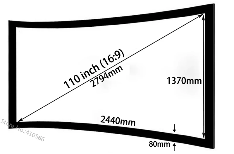 110 Inch curved screen dimension