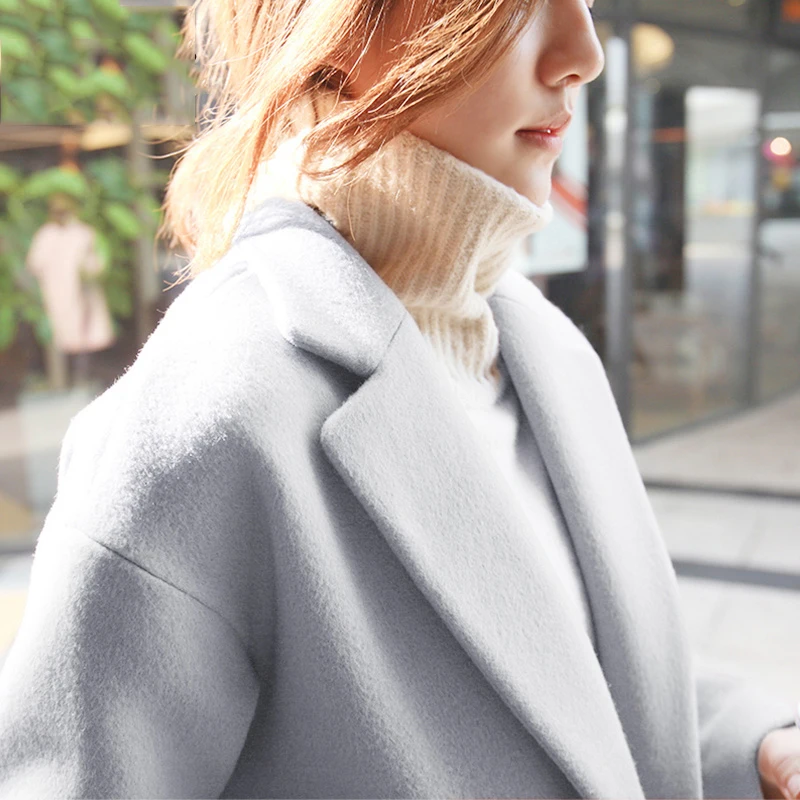 Женские пальто на кнопках элегантные модные зимние куртки из шерсти мягкие