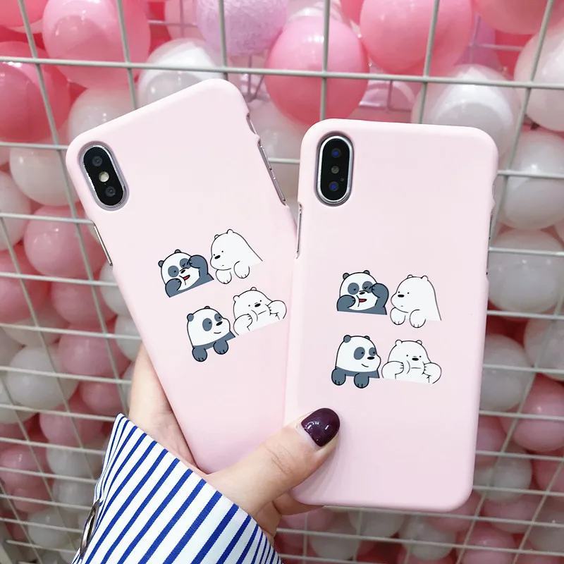 

Fashion Pink Phone Case For iPhone XS MAX XR Cartoon Bear Pattern Hard PC Anti-skid Cover For iPhone X 10 6 6S 7 8 Plus Coque