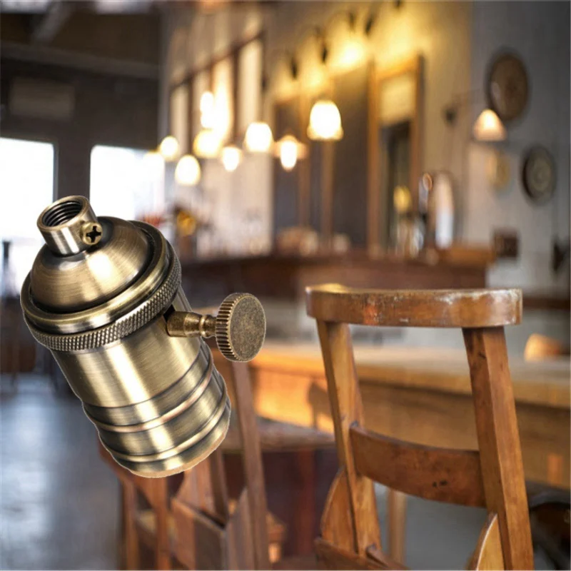 

E26/E27 Light Base Solid Lamp Base Socket Vintage Edison Bulb Base Lamp Holder Industrial Bulb Pendants 2 Way Knob