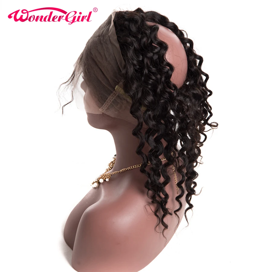 Pre Plucked 360 Lace Frontal Closure Brazilian Hair Deep Wave Frontal No Shedding Remy Human Hair With Baby Hair Wonder girl