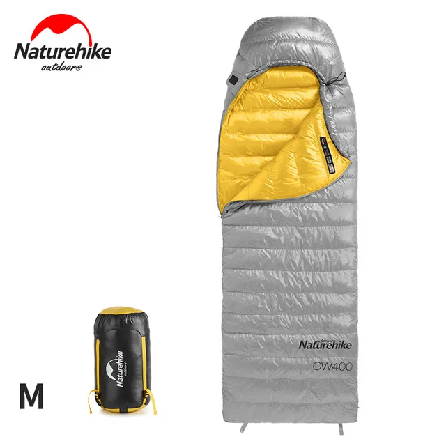 Grey M Naturehike CW400 белый гусиный пух спальный мешок супер светильник и теплые зимние спальные мешки поставляются с бесплатным компрессионным мешком NH18C400-D - Цвет: Grey M