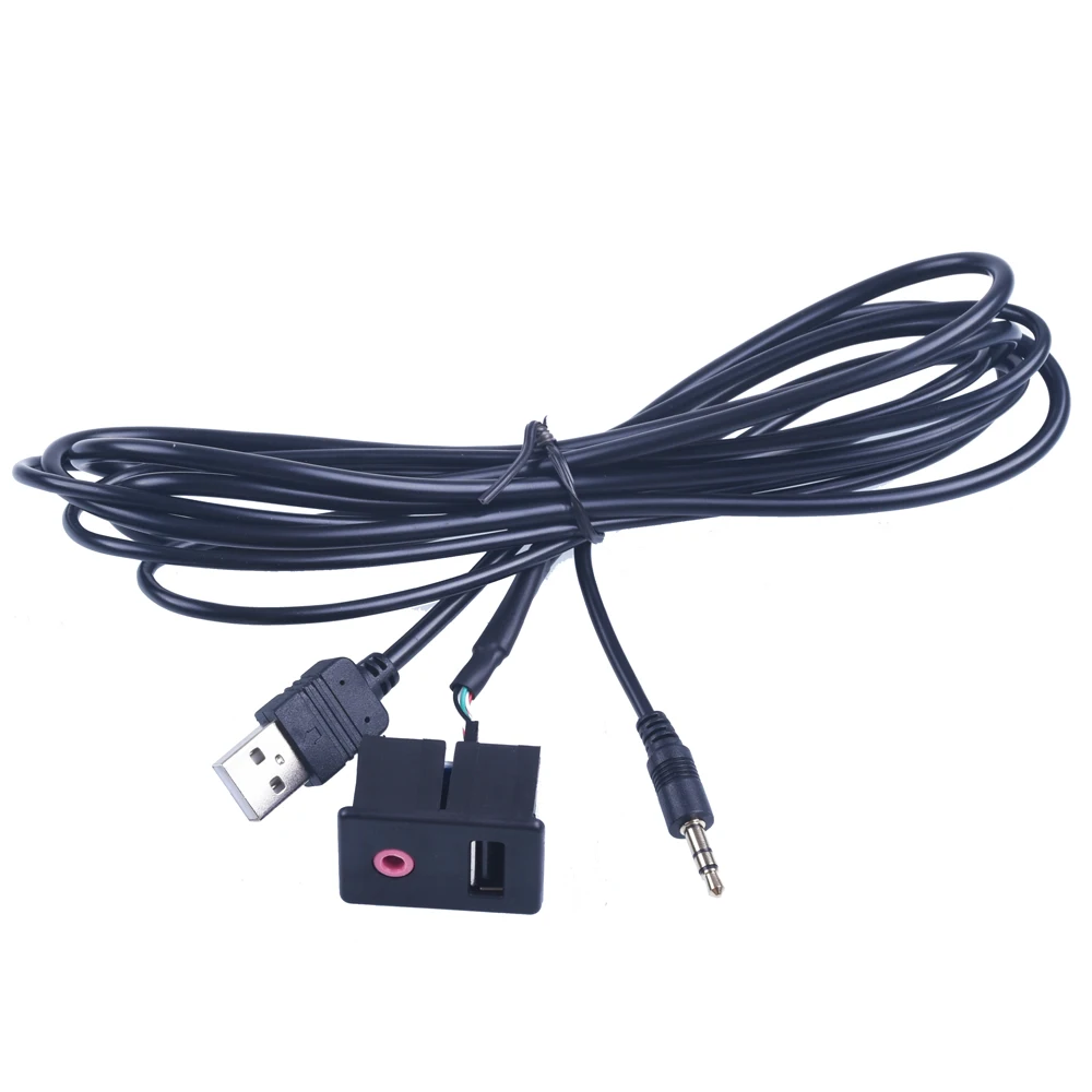 

2017 Pro Car 3.5mm USB AUX Headphone Male Jack Flush Mount Mounting Adapter Panel Input for Toyota for Ford