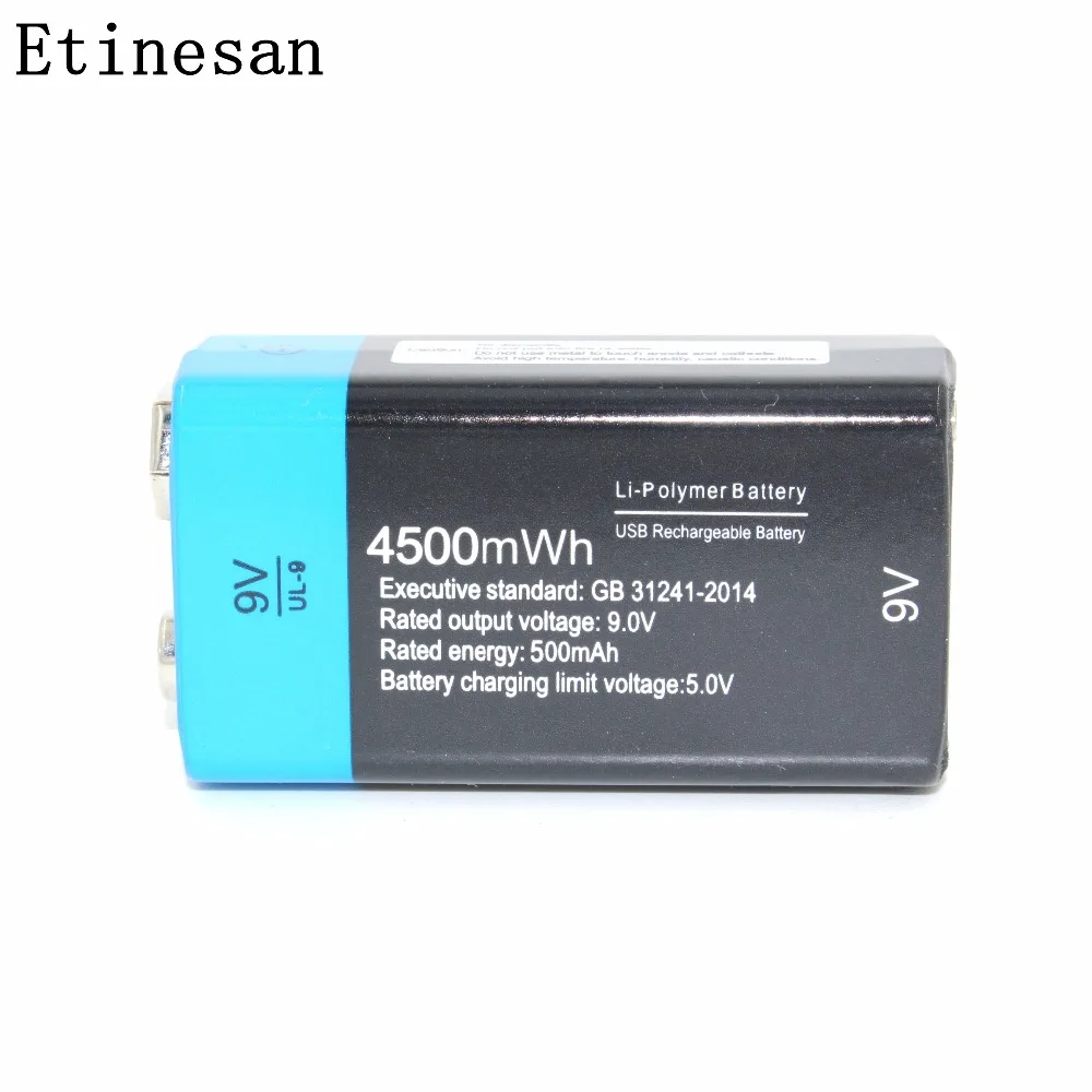 Супер! Etinesan 9V 4500mWh литий-полимерные литий-ионные аккумуляторы+ usb кабель для игрушек, игр, мультиметра, микрофона и т. Д