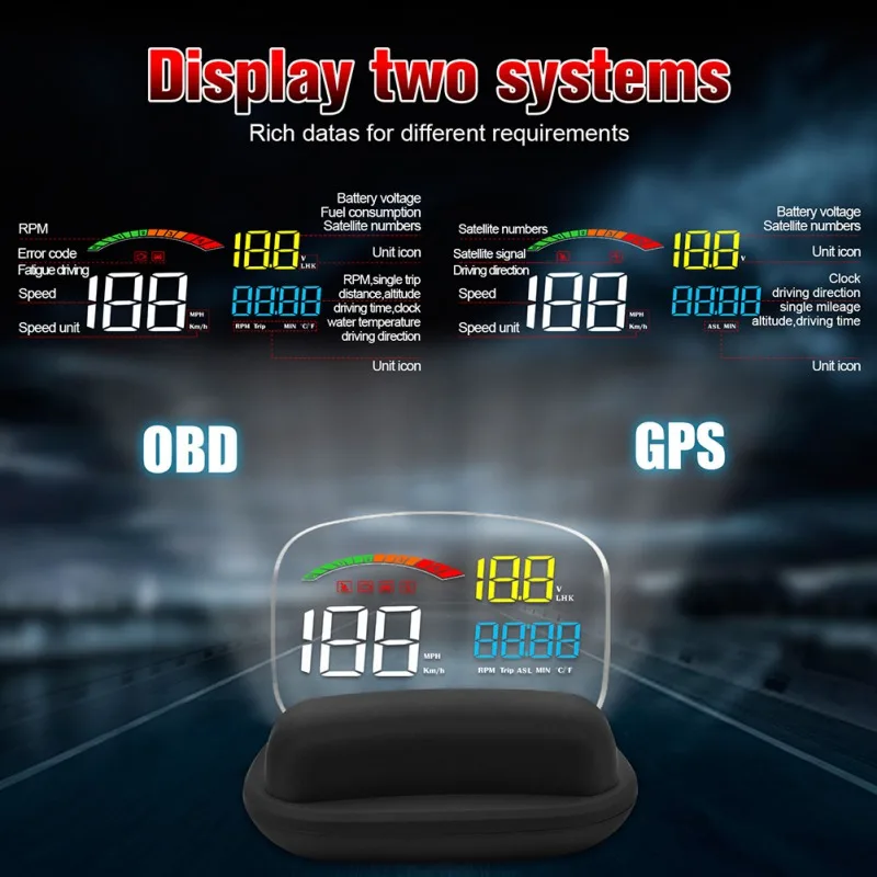 C800 Kopf-up-Display OBD2 II GPS Überdrehzahl Warnung System Projektor Windschutzscheibe Auto Elekt