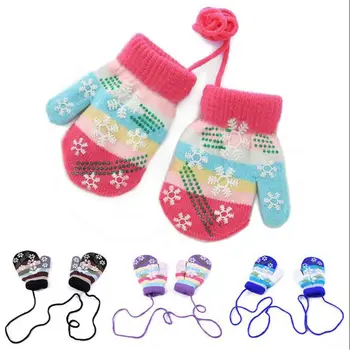 

New Children Gloves Autumn Winter Kids Warm Gloves Boys Girls Soft Mittens Snowflake Stripe Cotton Knitted Full Finger Mitten