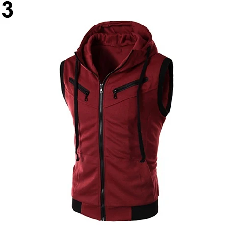 Жилет мужской с капюшоном Приталенный жилет на молнии s образный вырез верхняя