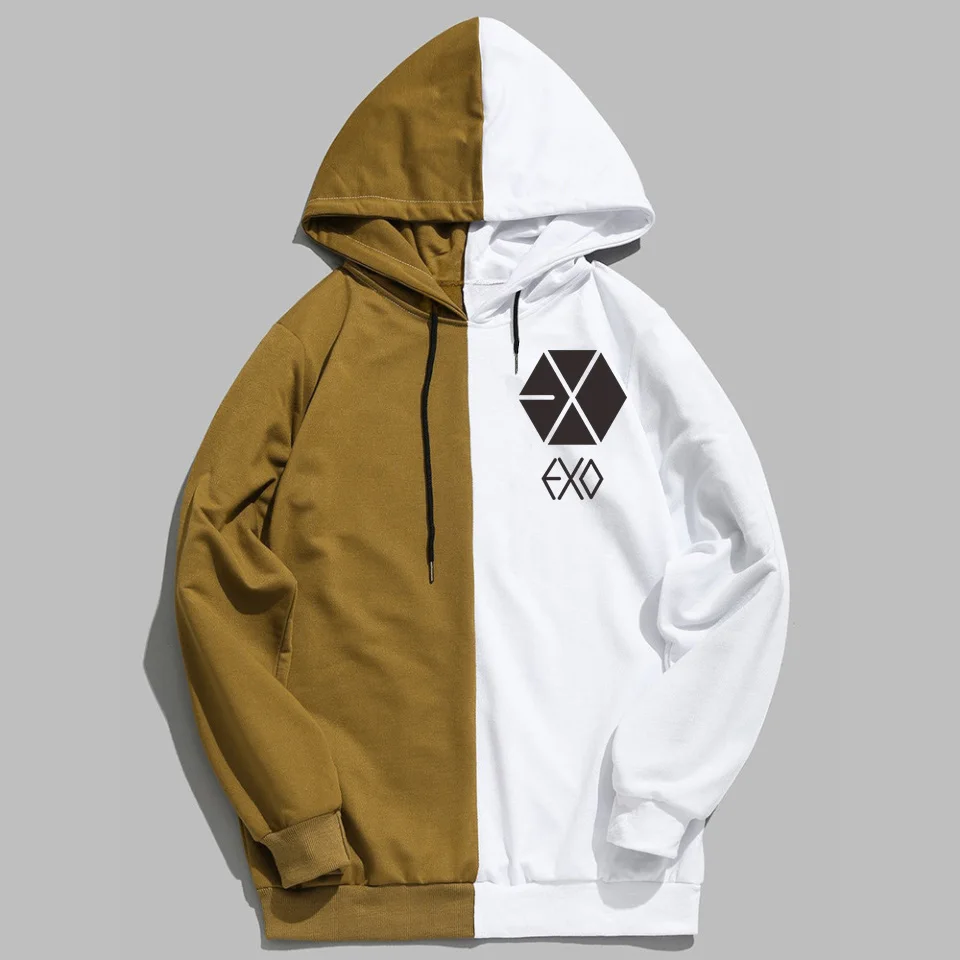 KELUOXIN Kpop EXO толстовки мужские женские EXO Xiumin CHANYEOL уличная Лоскутная Толстовка K-pop хип-хоп пуловер толстовки Sudadera - Цвет: color8