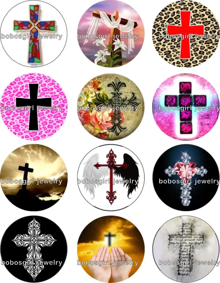 

CROSS snap button Jewelry photo Round cabochon flat back Gl206