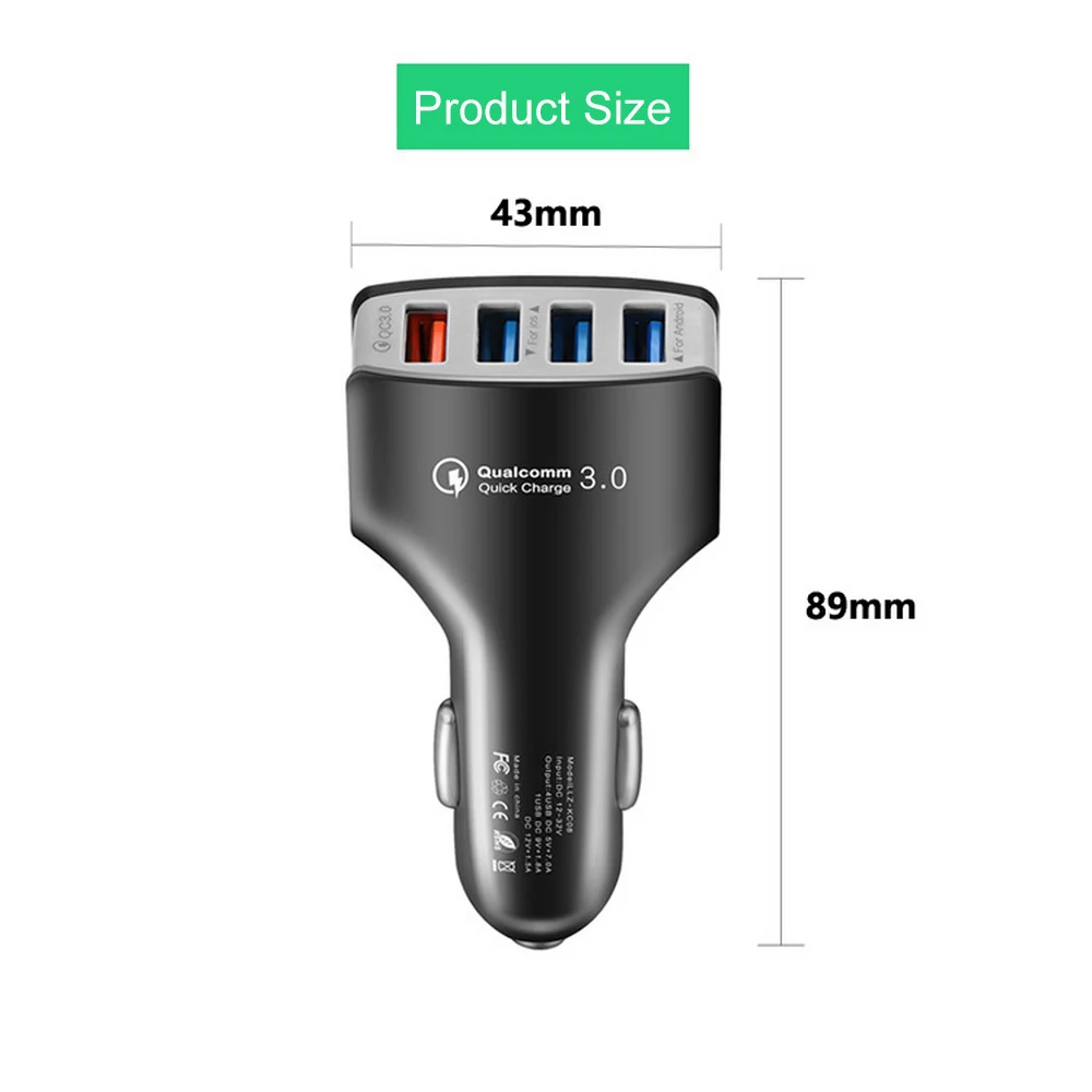 Автомобильное зарядное устройство универсальное QC 3 0 адаптер с 4 портами USB