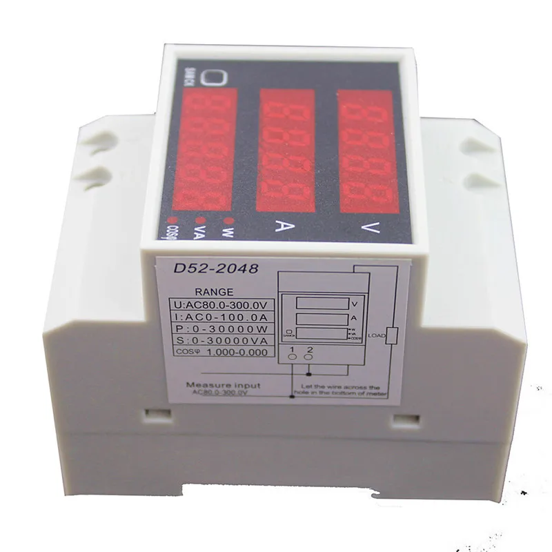 D52-2048 AC200-450V, 0-100A цифровой счетчик энергии светодиодный активный фактор мощности многофункциональный измеритель мощности вольтметр измеритель тока