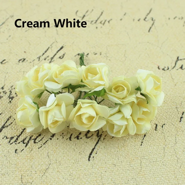 144 шт. 10 мм искусственный цветок Бумага розы Букет невесты для свадьбы домой вечерние украшения DIY ВЕНОК поддельные цветы - Цвет: White