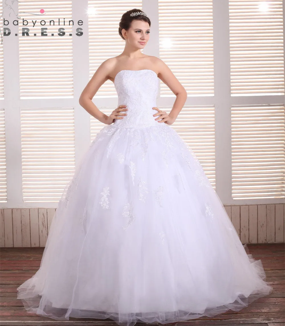 Robe De Mariage романтический Кружева Аппликации Белый Винтаж торжественные платья 2017