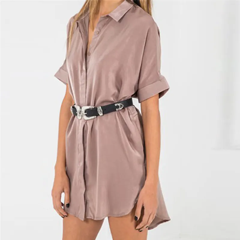 Boho Lady Vintage Metal Leather Double Buckle Waist Belt Waistband belts for Women Fashion Accessory 40FE0217