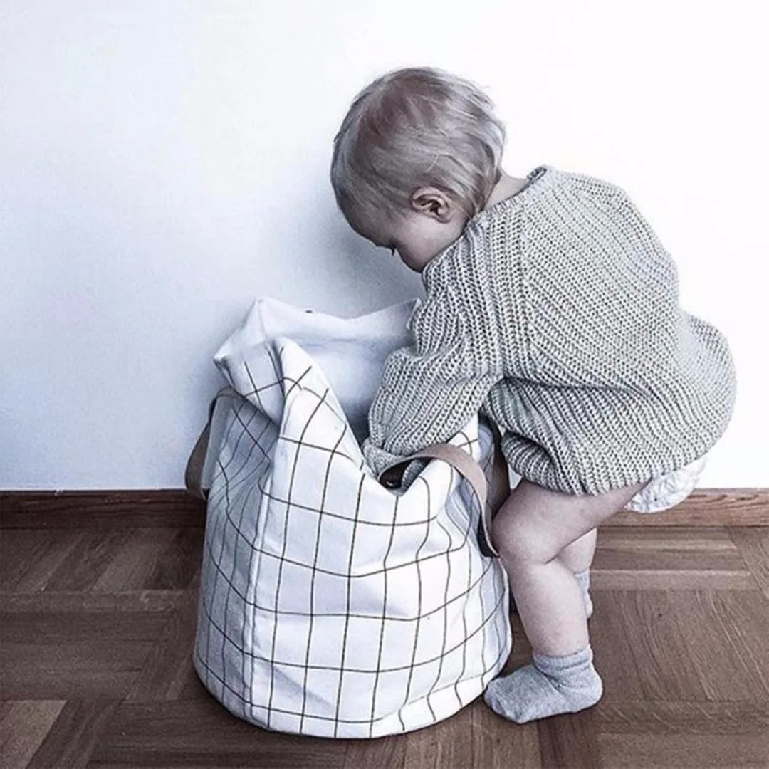 Storage Bucket With Handles Canvas Printing PE Waterproof Kids Toys Storages Barrel Home Washing Clothes Basket 40*50cm Sale