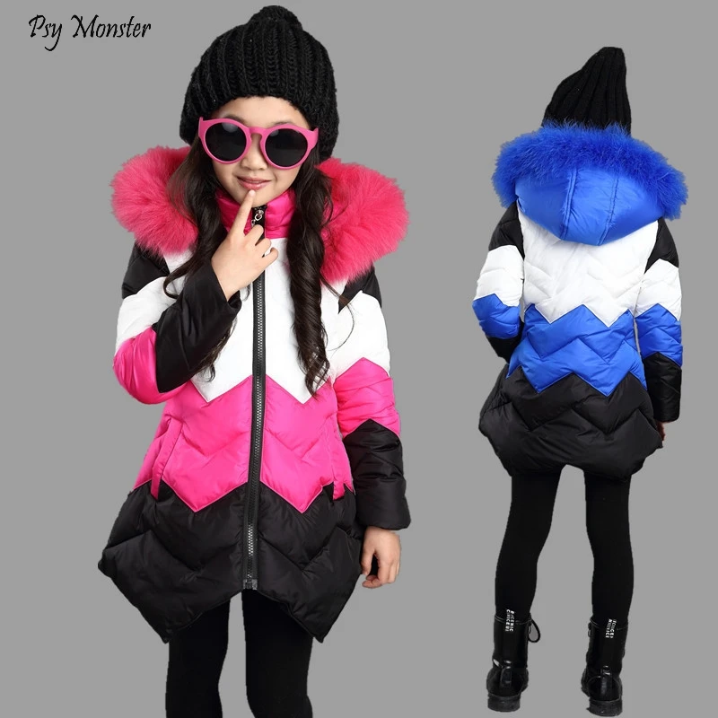 

Winter New Girls Cotton Coats Children's Long Hooded Warm Jackets Big Children Thick Turkey Wool Coat Outwear
