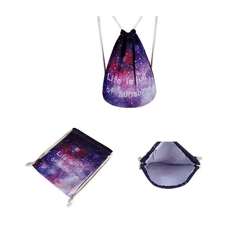  Galaxy Star Space Printing Girl Men Women Mini Canvas Backpack Set Junior High School Drawstring Ba - 33057996801