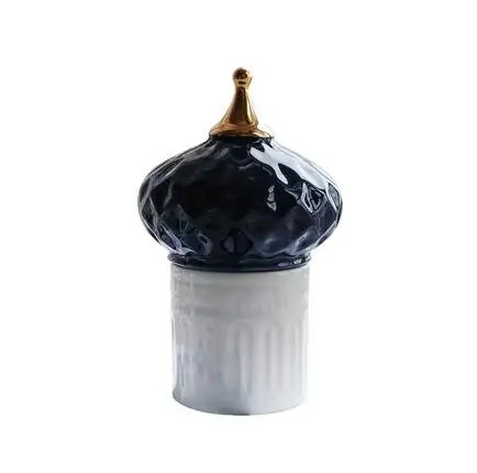 Spain lladr Design Candelabra Ceramic Candle Holder Storage Tank Home Decorative Cup Jewerlly Box Roof Pagoda Cafts - Цвет: Small Size B