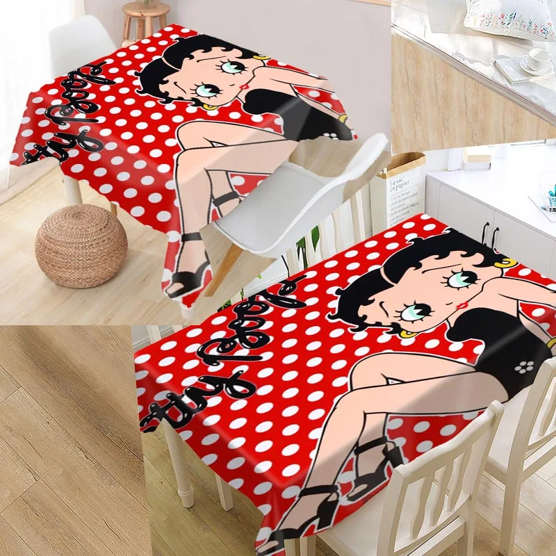 

New Arrival Custom Betty Boop Table Cloth Waterproof Oxford Fabric Rectangular Tablecloth Home Party Tablecloth