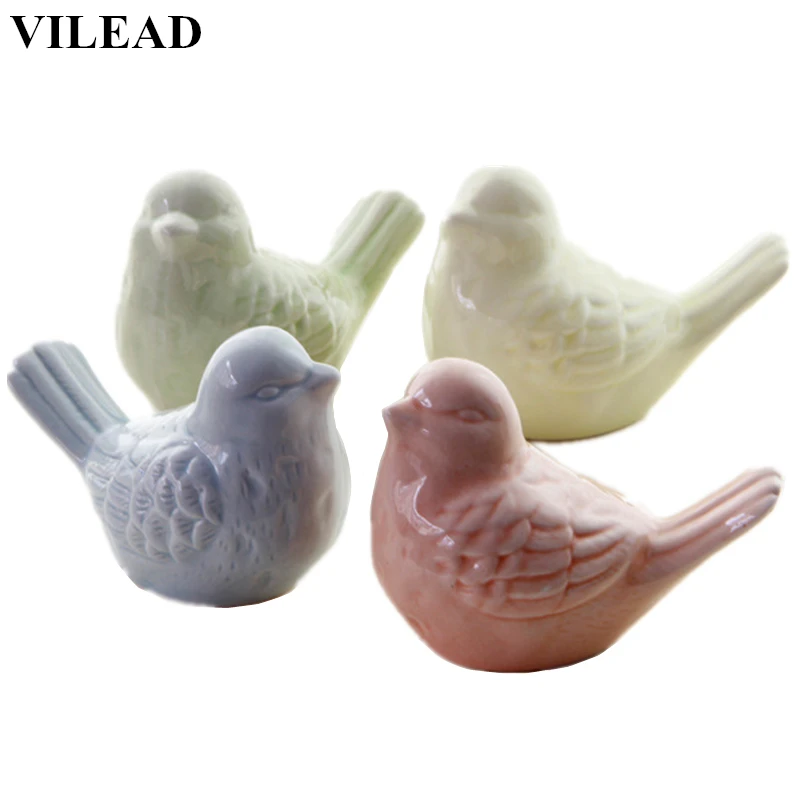 

VILEAD 3.4'' Ceramic Magpies Bird Figurines 4 Colors Magpie Ornament Statue Animal Birds Model Home Decor Creative Gift for Kids