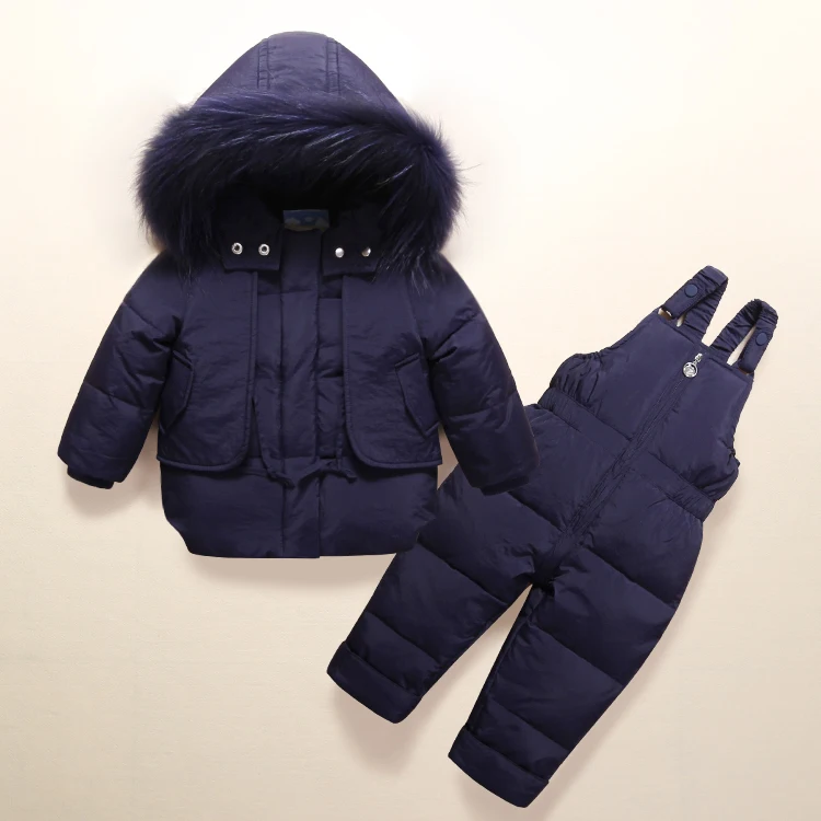 Kopen Mode Winter Baby Boy Kleding Sets 1 3Y Jongen Skipak Sets Kids Sport Jumpsuit Warme Jassen Fur Duck Down jassen + Bib Broek