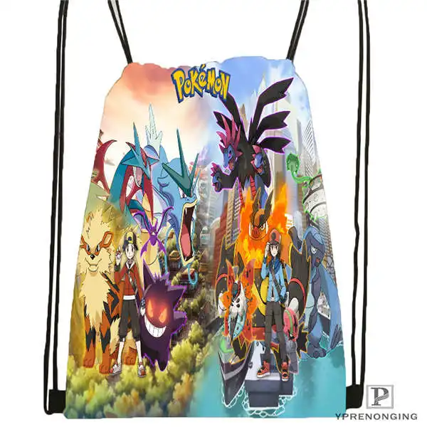 Drawstring Backpack Custom reshiram-pokemon-@ 1 походная сумка на шнурке для мужчины женщины милый рюкзак дети ранец(черный Назад) 31x40 см#20180611-03-141 - Цвет: Drawstring Backpack