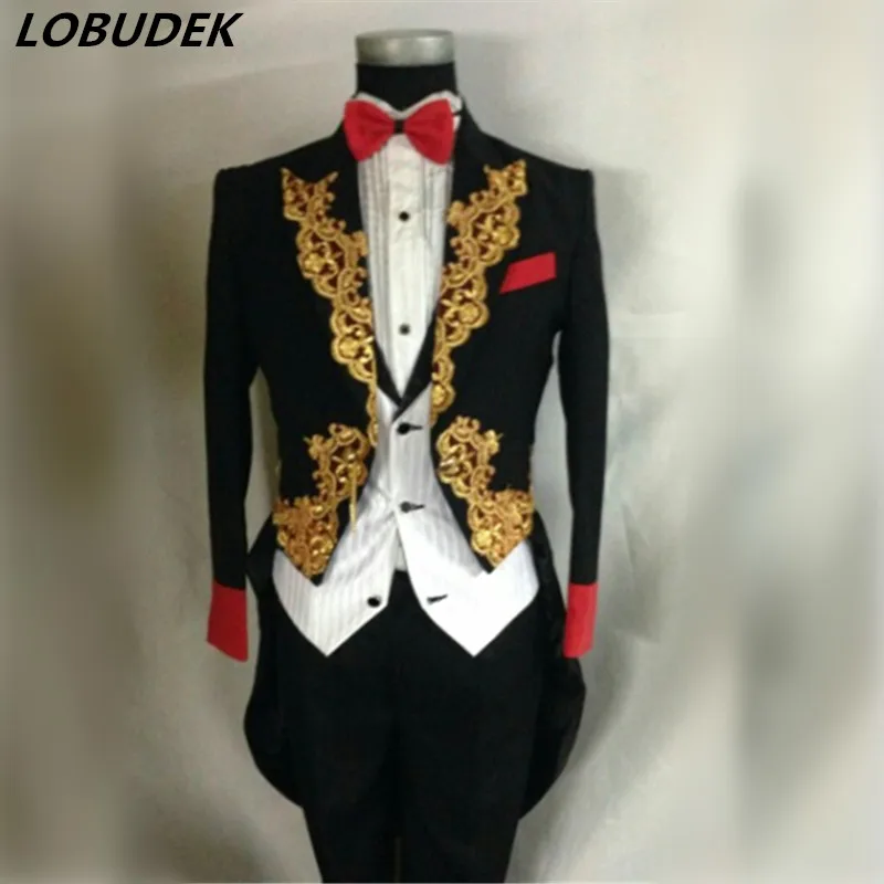 

2017 men tuxedo groom dress magic royal tuxedo male married formal dress singer dancer performance show party