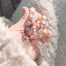 MENGJIQIAO корейский ручной работы Бисероплетение Кристалл Большие капли воды серьги для женщин массивные Опал Камень Длинные Pendientes подарки