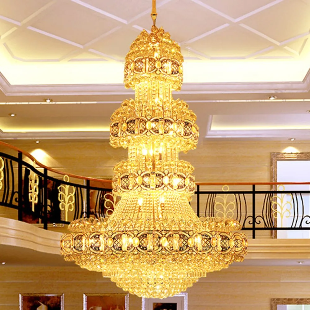 

Gold Crystal Chandelier LED Crystal Chandeliers Lighting Fixture Big Modern Chandelier Hotel Clubs Lobby Hall Villa Indoor Light