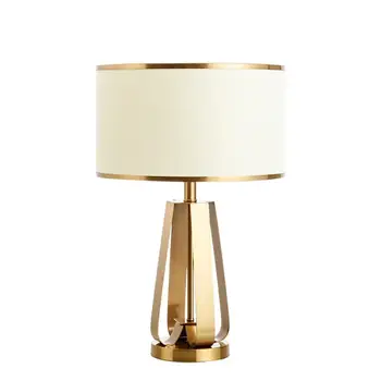 

European style gold table lights modern LED table lamp AC110V 220V cloth shade living room bedside lamps