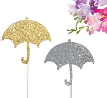 

glitter umbrella Baby baby shower cupcake toppers birthday wedding party decoration doughnut food picks