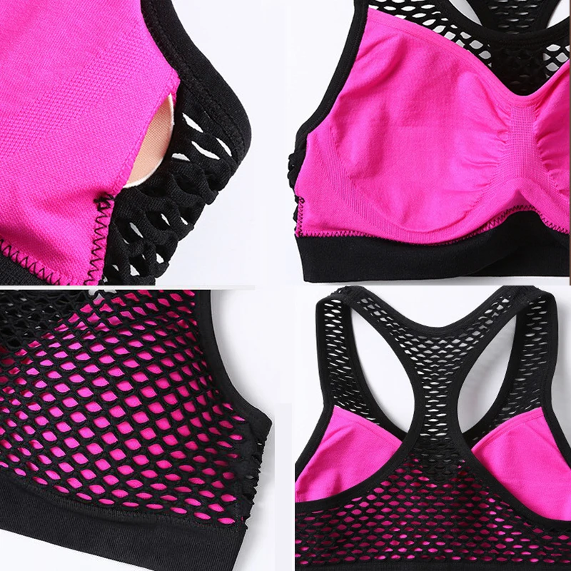 2018 Quick Dry Sports Bra Women Yoga Sports Bra Running Gym Adjustable Mesh Fitness Padded Seamless Top Strap Sexy Back Ladies
