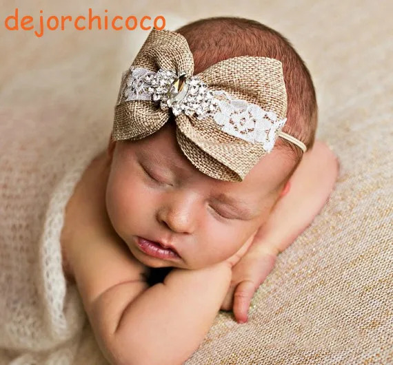 

Crystal center Princess bows lace headbands child photographing hairband Girls lace hair accessories photo pros [dejorchicoco]