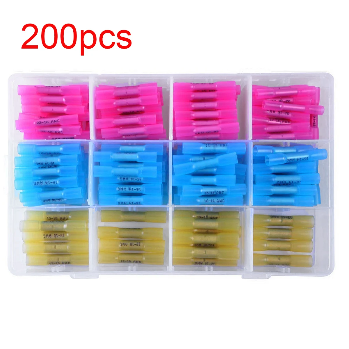 

200 PCS Heat Shrink Wire Connector Kit, Insulated Waterproof Electrical Connectors Crimp Terminals Make Solid Connection for Aut