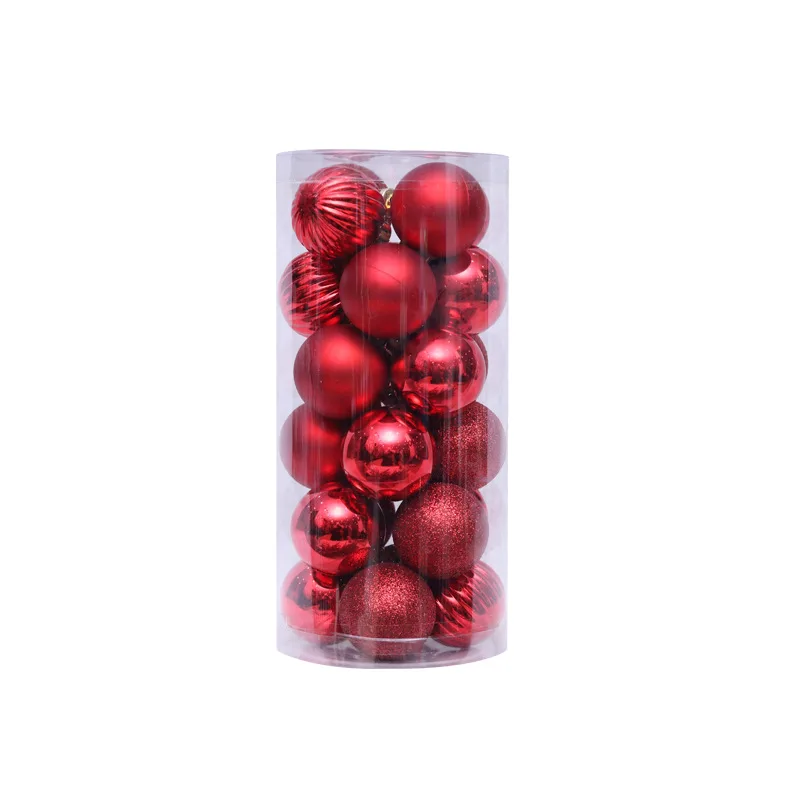 B 24pcs 4cm Red Green White Christmas Balls Tree Decoration Plastic Ball New Year Xmas Ornaments Tree Hanging Ball Ornament - Цвет: B