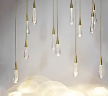 Gold Water drop Crystal Creative Pendant Light European-style Luxury LED Lamps Moderm Glass Indoor Lighting Restaurant