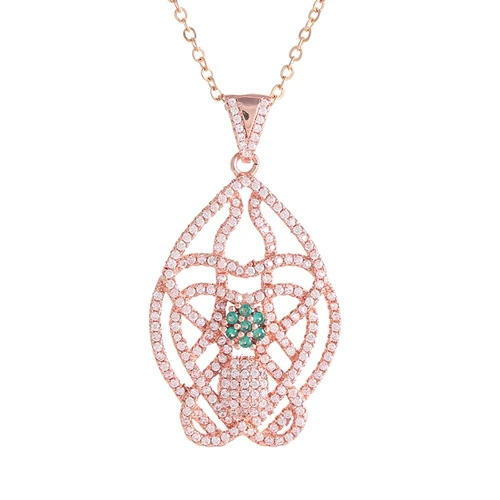 As Photo Collares Mujer Bijoux Femme высокое качество медь микро проложить Чешские камни полые цветок Мода кулон ожерелье заявление - Окраска металла: As Photo