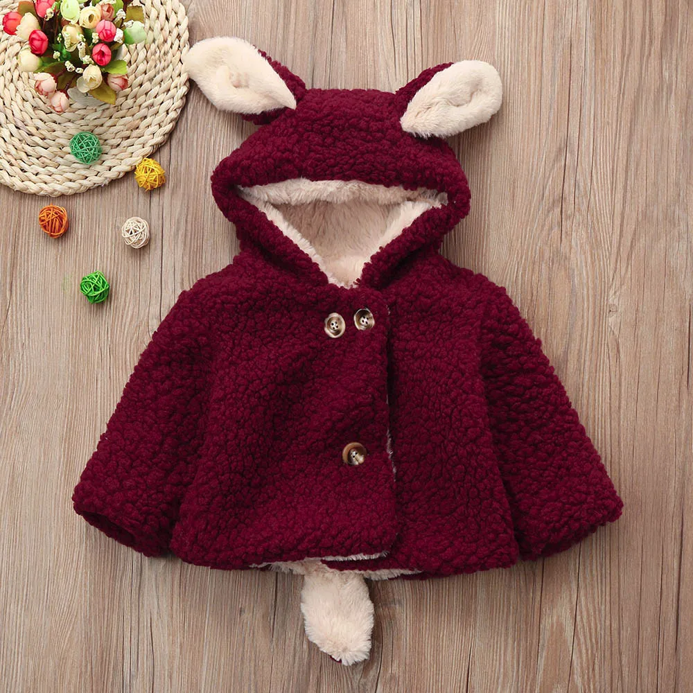 ARLONEET/куртка; милое пальто с капюшоном и заячьими ушками для маленьких девочек и мальчиков; сезон осень-зима; плащ; плотная теплая детская одежда; BFOF - Цвет: RD