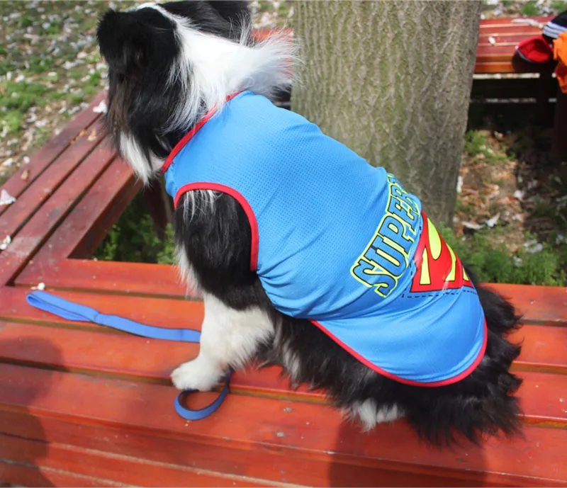 LA03 новая брендовая летняя футболка для больших собак, одежда для больших размеров, жилет с рисунком Супермена, рубашки, одежда для больших собак, кошек