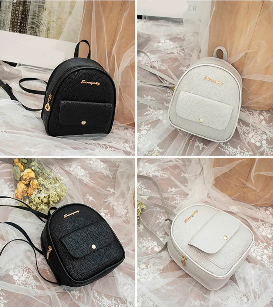 Mara's Dream New Lychee Shoulder Bag Small Fresh Shoulder Bag Solid Color Zipper Buckle Multi-function Small Backpack