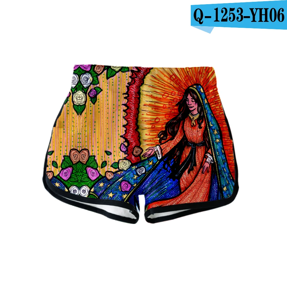 Our Lady of Guadalupe 3D печатных шорты для женщин крутые модные стильные шорты Повседневная сексуальная одежда для девочек подходит для лета - Цвет: Q1253-YH06