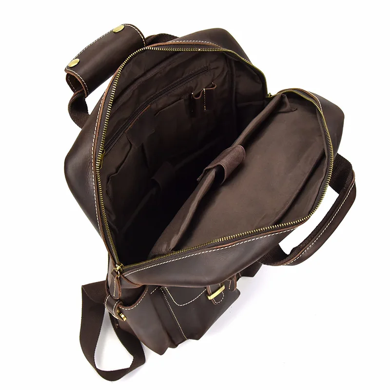 Retro Men Crazy Horse Leather Backpack Genuine Leather High Quality Travel Male Bags Large Capacity Bolsa Grande Cowhide Pack