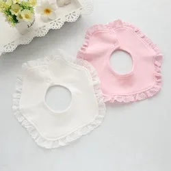 Baby-Bibs-Burp-100-Cotton-Lace-Bow-Pink-and-White-Bib-Baby-Girls-Lovely-Cute-Bib