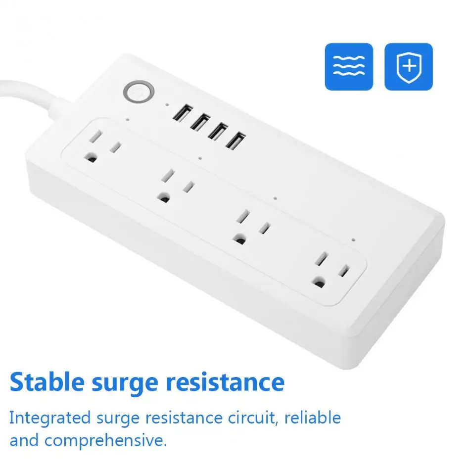 WiFi PC power Strip Защита от перенапряжения смарт 4 usb порта вилка голосового управления таймером таймера 100-240 в США