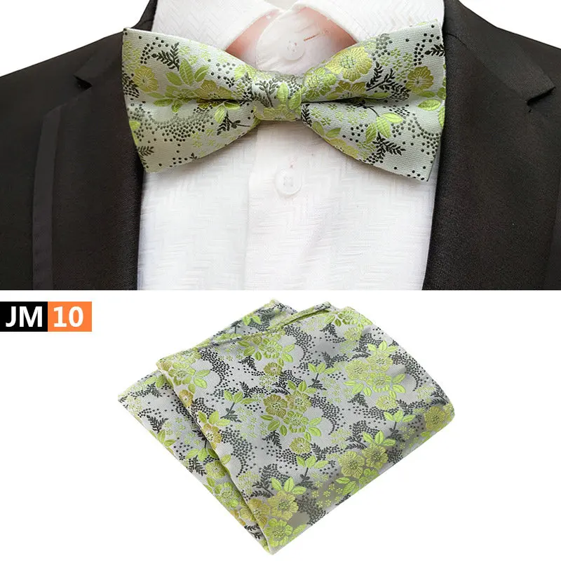 Ties Set Элегантный мужской жаккардовый галстук-бабочка с цветочным узором ручной работы, цветочный галстук-бабочка для свадебной вечеринки, квадратный платок, носовой платок - Цвет: Ties Set