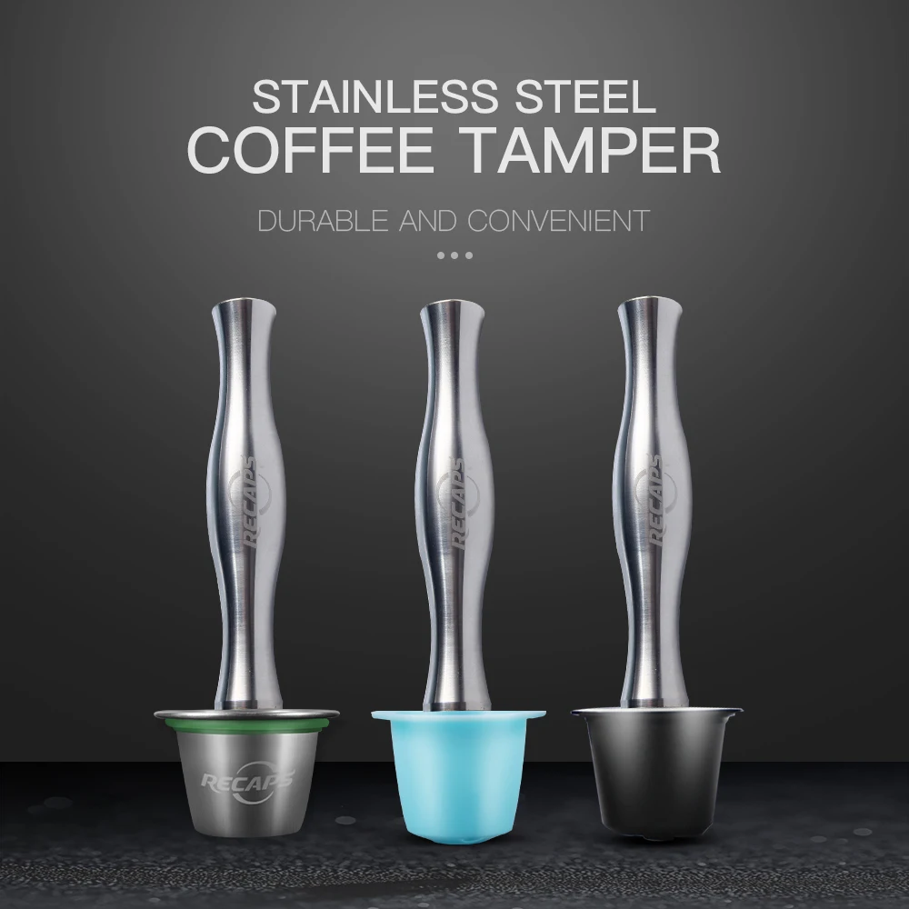 RECAPS Stainless Steel Coffee Tamper Filling Tool for Nespresso Machine Refillable Reusable Capsule Pod Pressing Coffee Grind